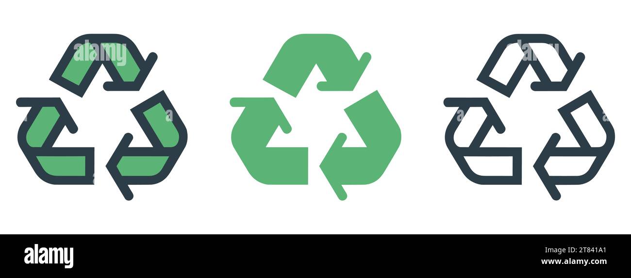 Recycling symbol icon set. Collection of universal recycling symbols in