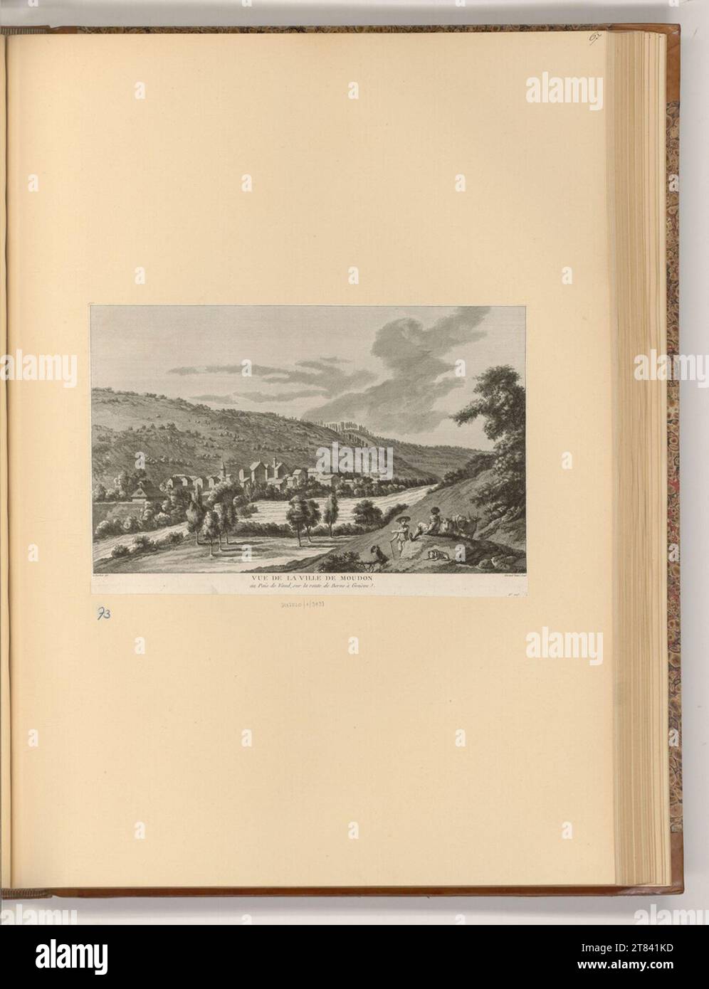 unbestimmt (Engraver) View of Moudon. etching 1780-1786 , 1780/1786 Stock Photo