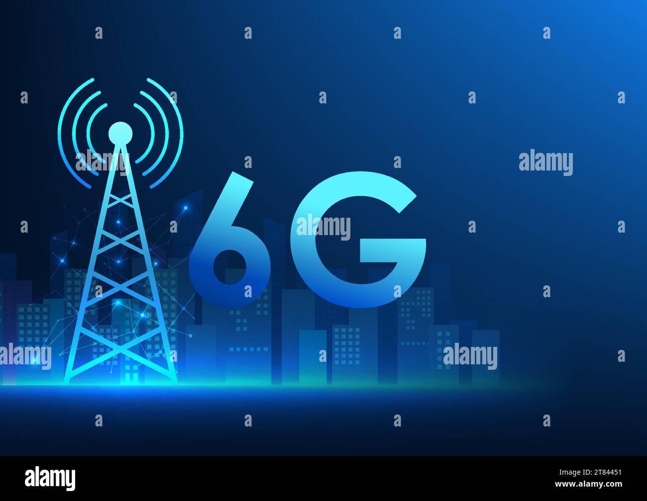 Technology, Signal tower Behind is a Smart City with