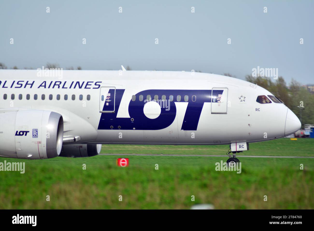 Warsaw,Poland. 18 March 2018. Warsaw Chopin Airport. The plane at the