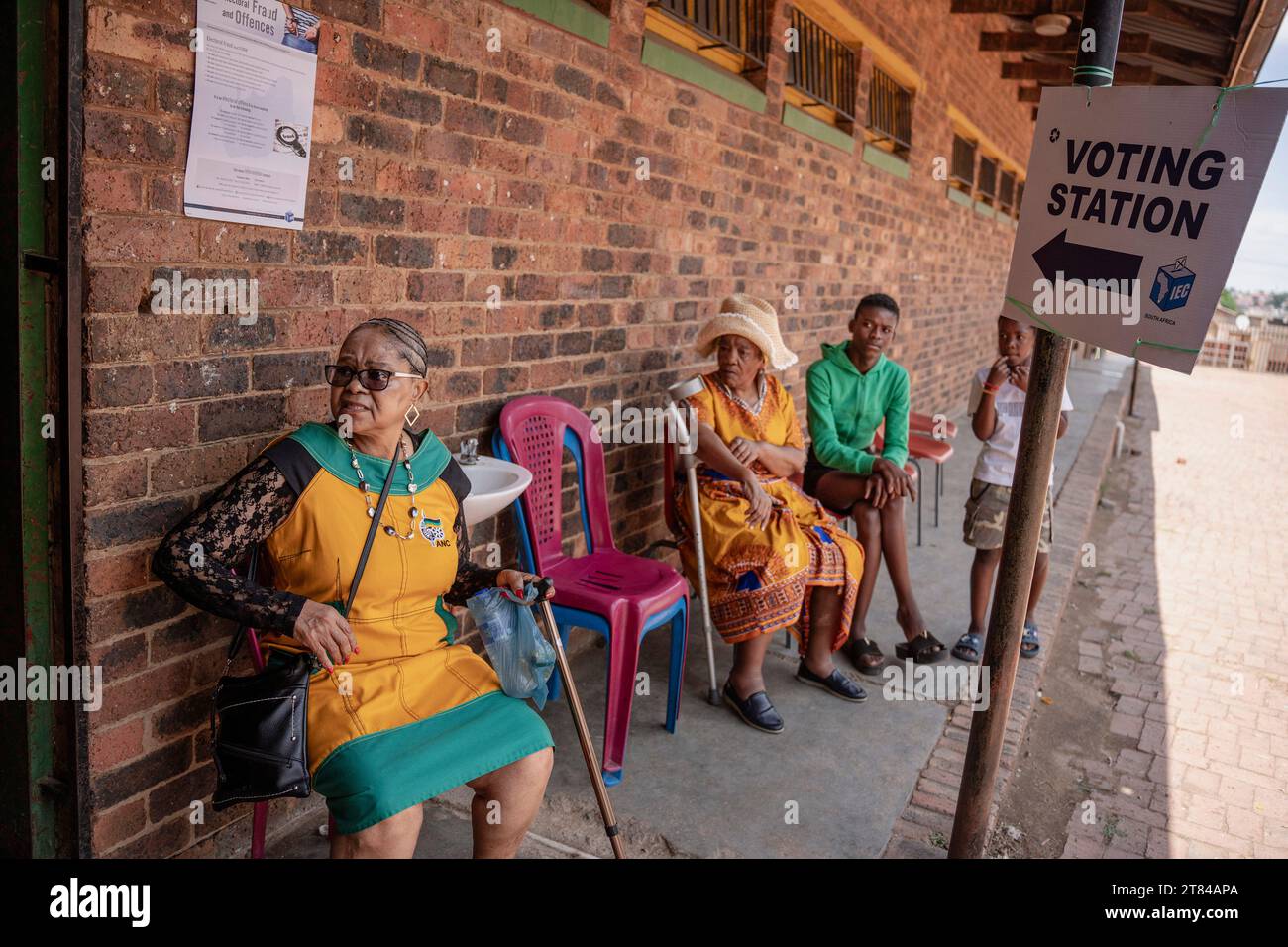 Johannesburg, South Africa. 18th Nov, 2023. People wait for voter registration at a voting