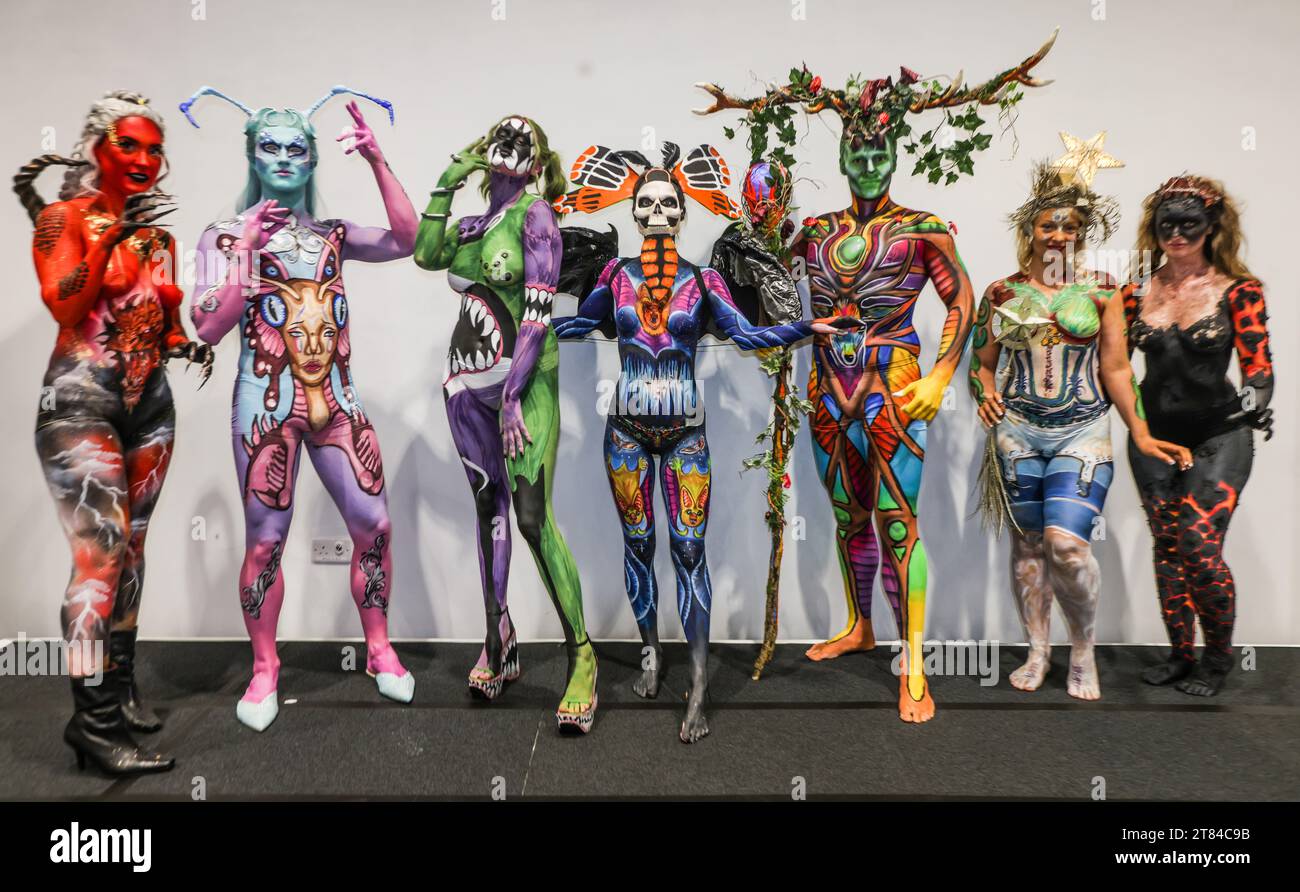 Coventry, UK. 18th Nov, 2023. Competitors of the body art competition