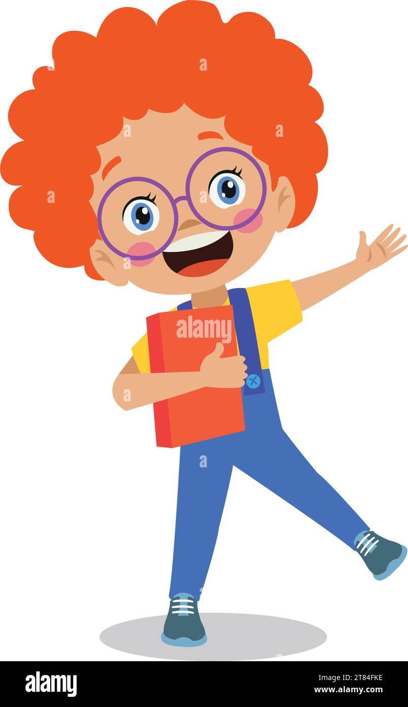 cute happy boy student holding book Stock Vector Image & Art - Alamy