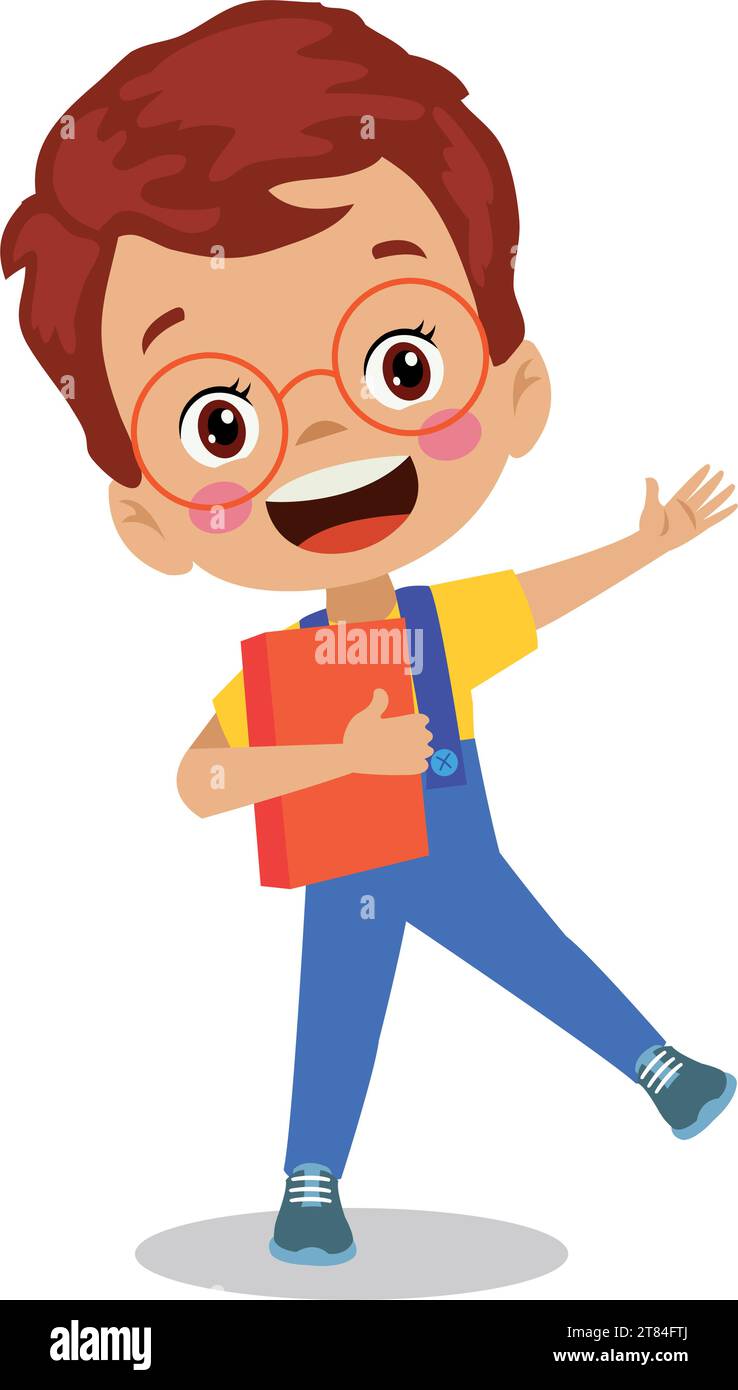 cute happy boy student holding book Stock Vector Image & Art - Alamy