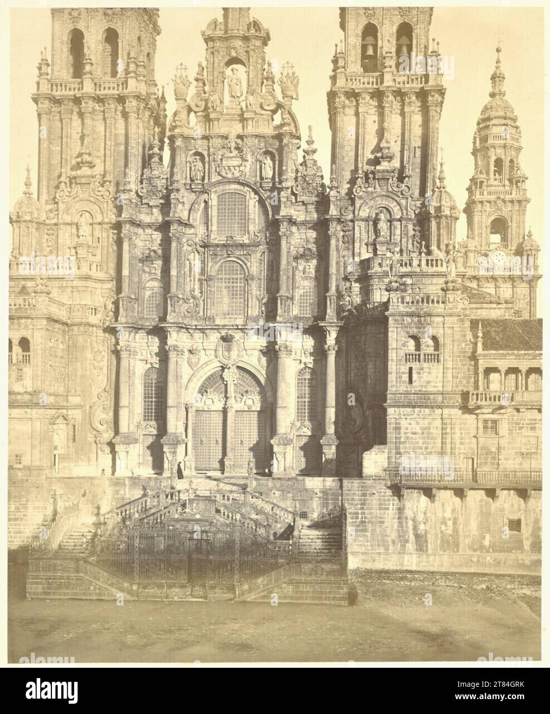 Charles Thurston Thompson Santiago de Compostela: The West Front of the Cathedral. Albumin paper, on the box box Aufnahme zwischen 27. Juli und 3. September 1866 Stock Photo