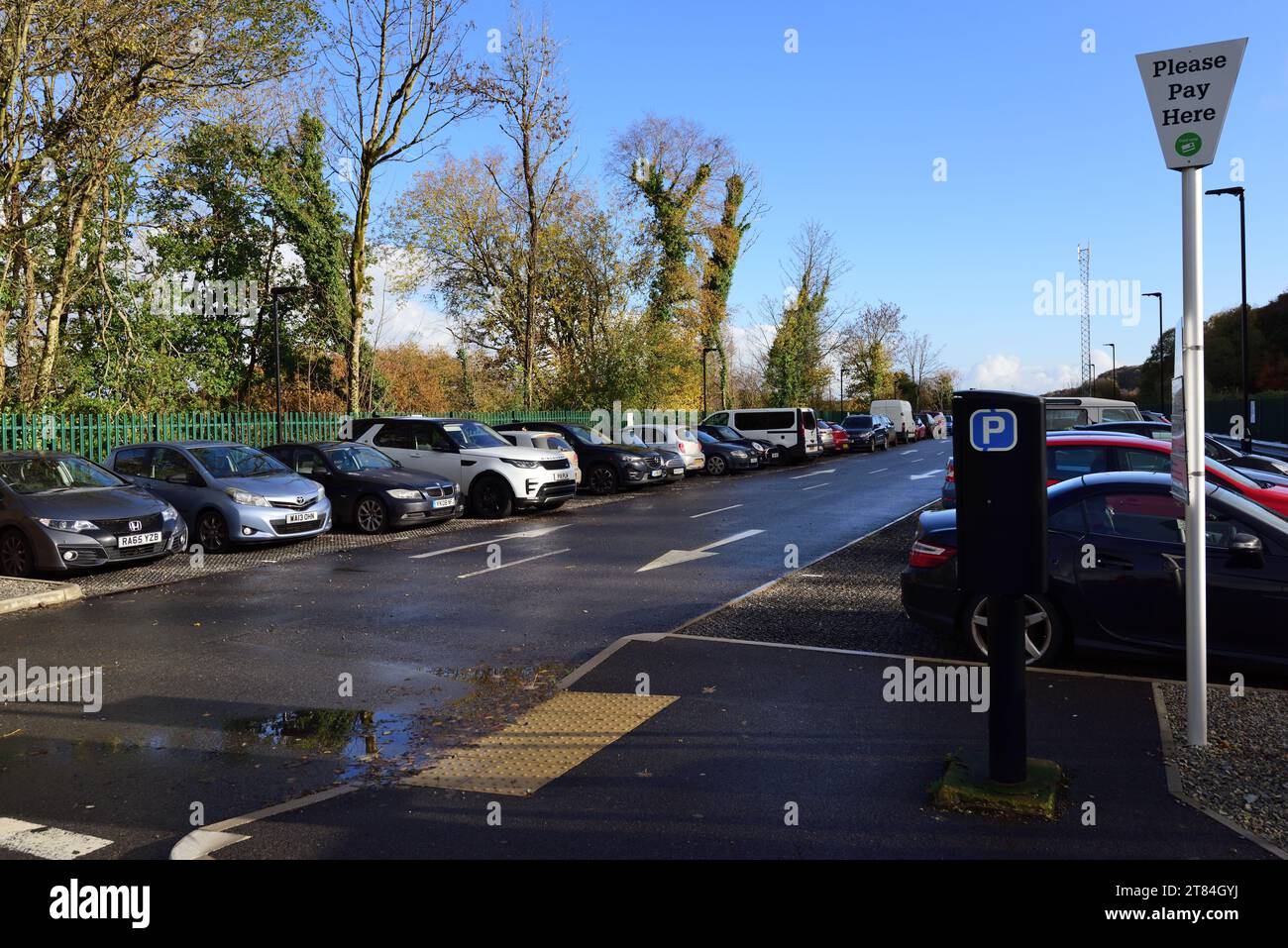 The car park at Okehampton railway station on the Dartmoor Line in