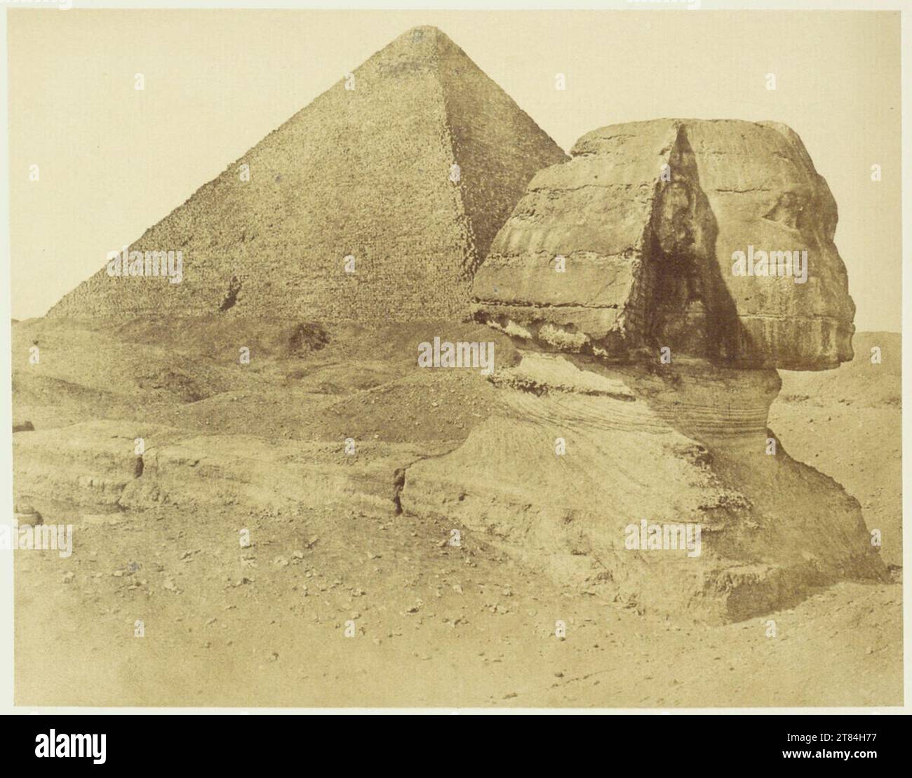 Robert Murray Giza with Sphinx, behind it the cheop pyramid. Salt paper ...