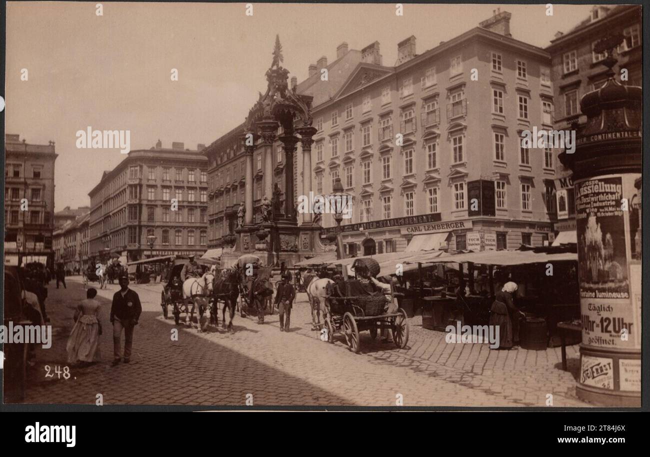 Victor Angerer Vienna, high market, view of the Wipplingerstrasse. Albumin paper, on the box box 1890 , 1890 Stock Photo