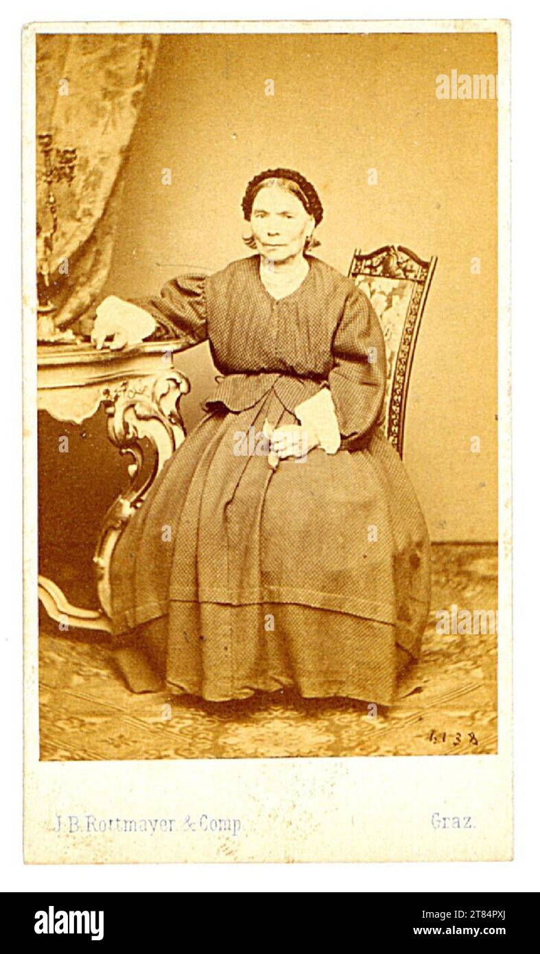 Johann B. Rottmayer Women's portrait sitting at a table. Albuminpapier / Visitformat 1850-1890 , 1850/1890 Stock Photo