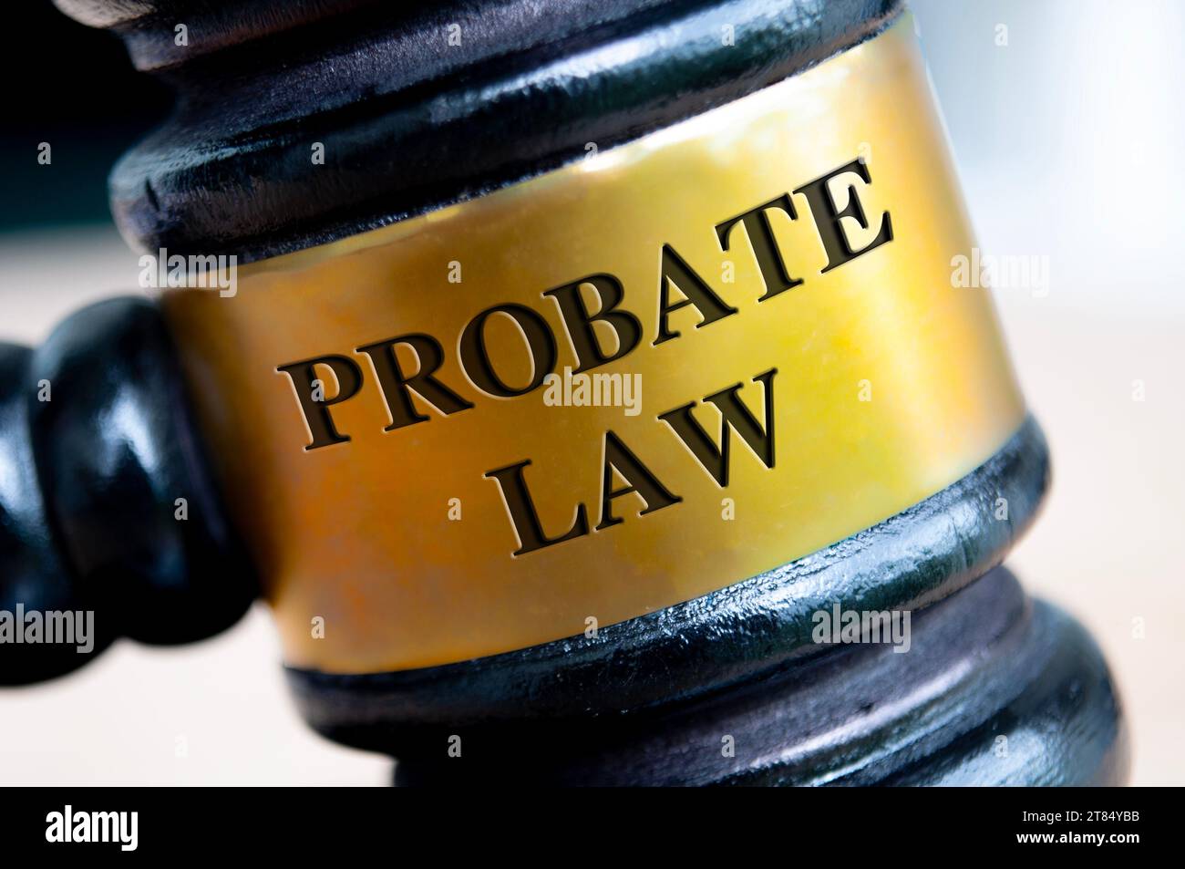 Probate law text engraved on gavel. Probate Law and Legal concept Stock Photo
