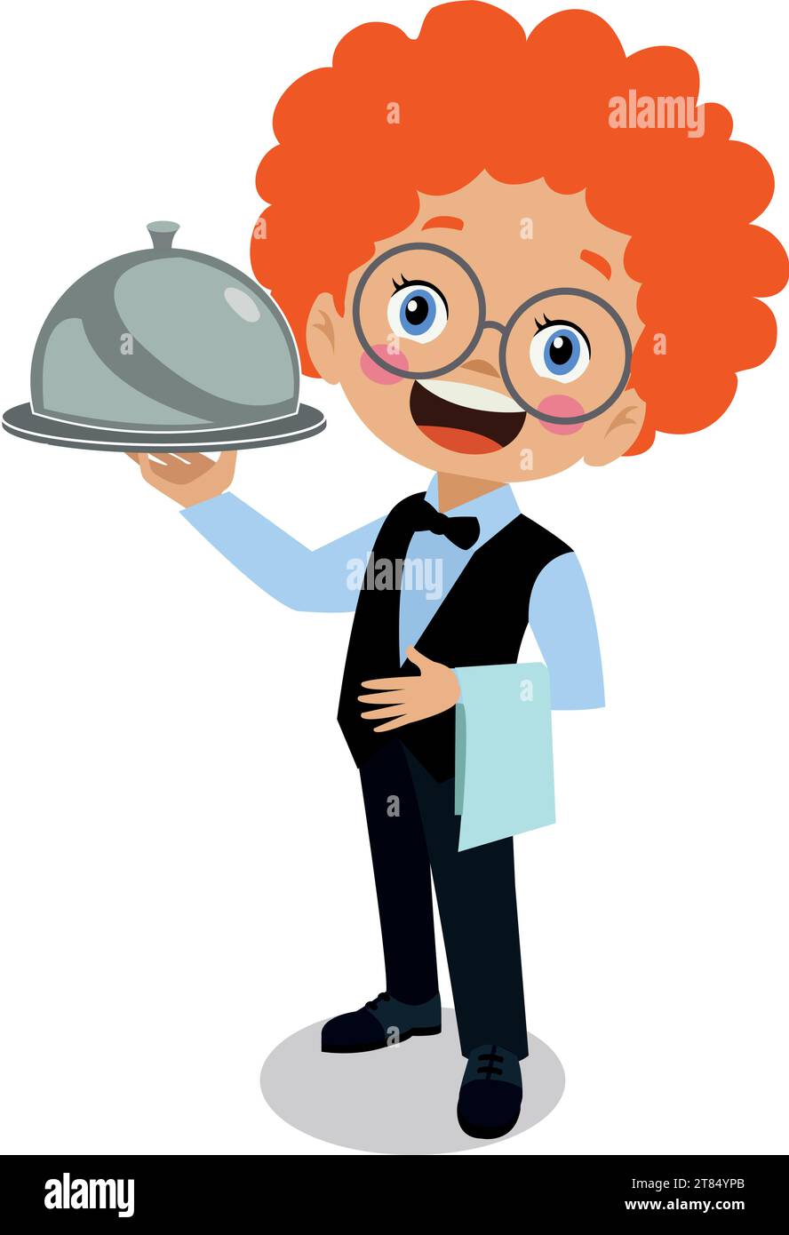 Happy kids wear waiter uniform set Stock Vector Image & Art - Alamy
