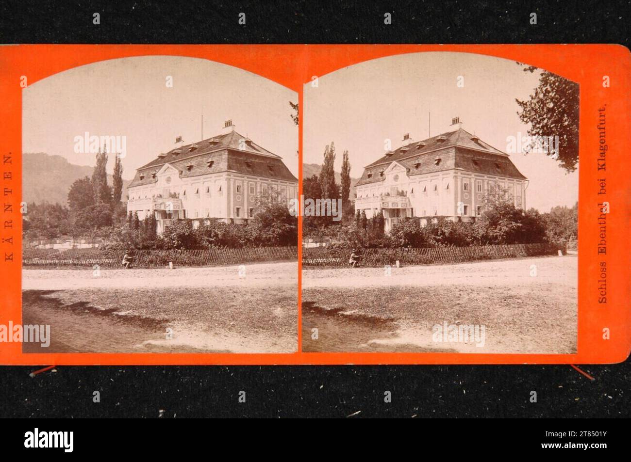 Alois Beer (ab 1883) Carinthia, Ebenthal Castle near Klagenfurt. Albumin paper, on the box box / stereo format 1892 , 1892 Stock Photo