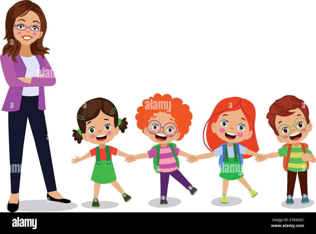 cute happy kids holding hands Stock Vector Image & Art - Alamy