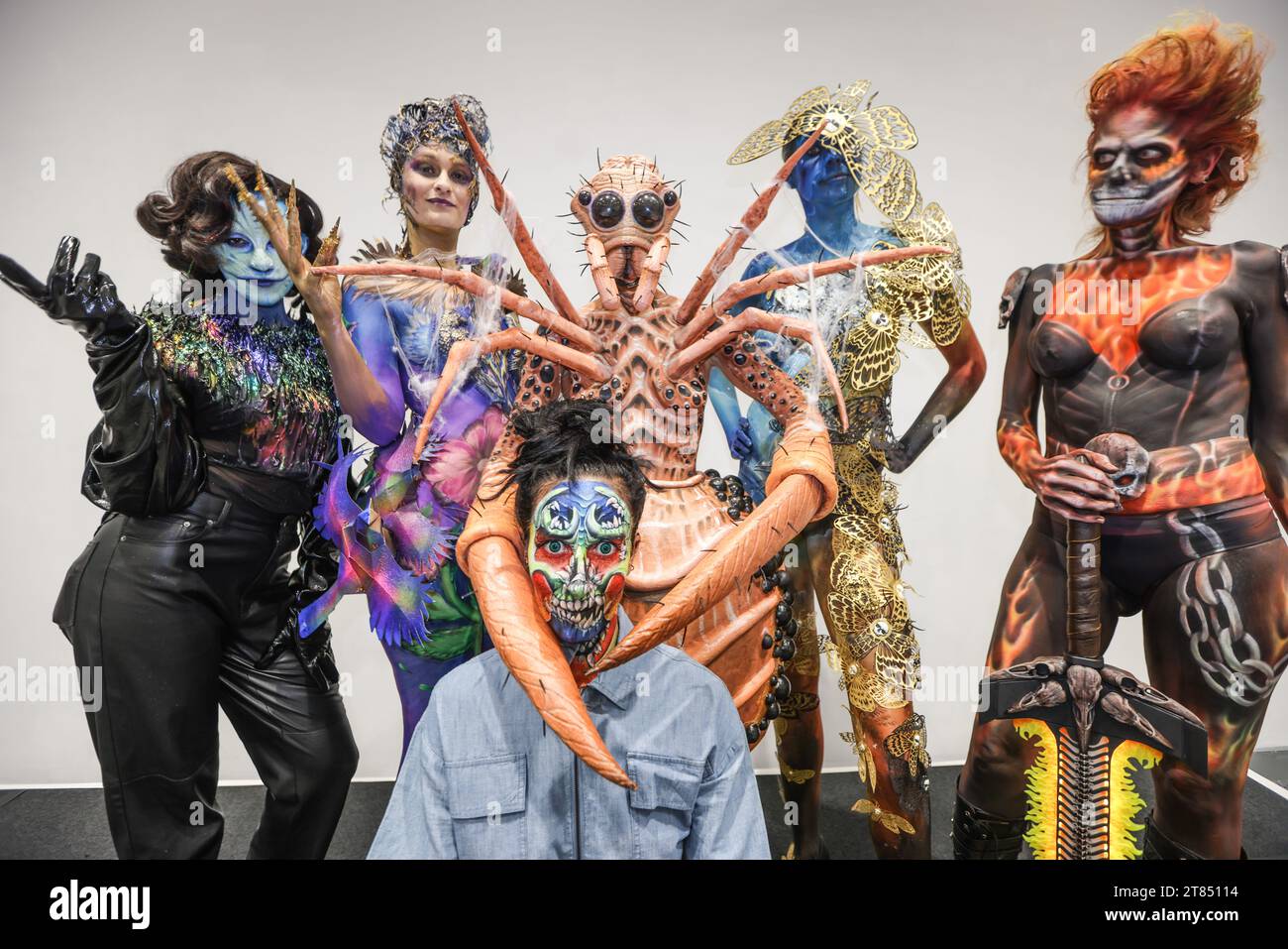 Coventry, UK. 18th Nov, 2023. Competitors of the body art competition