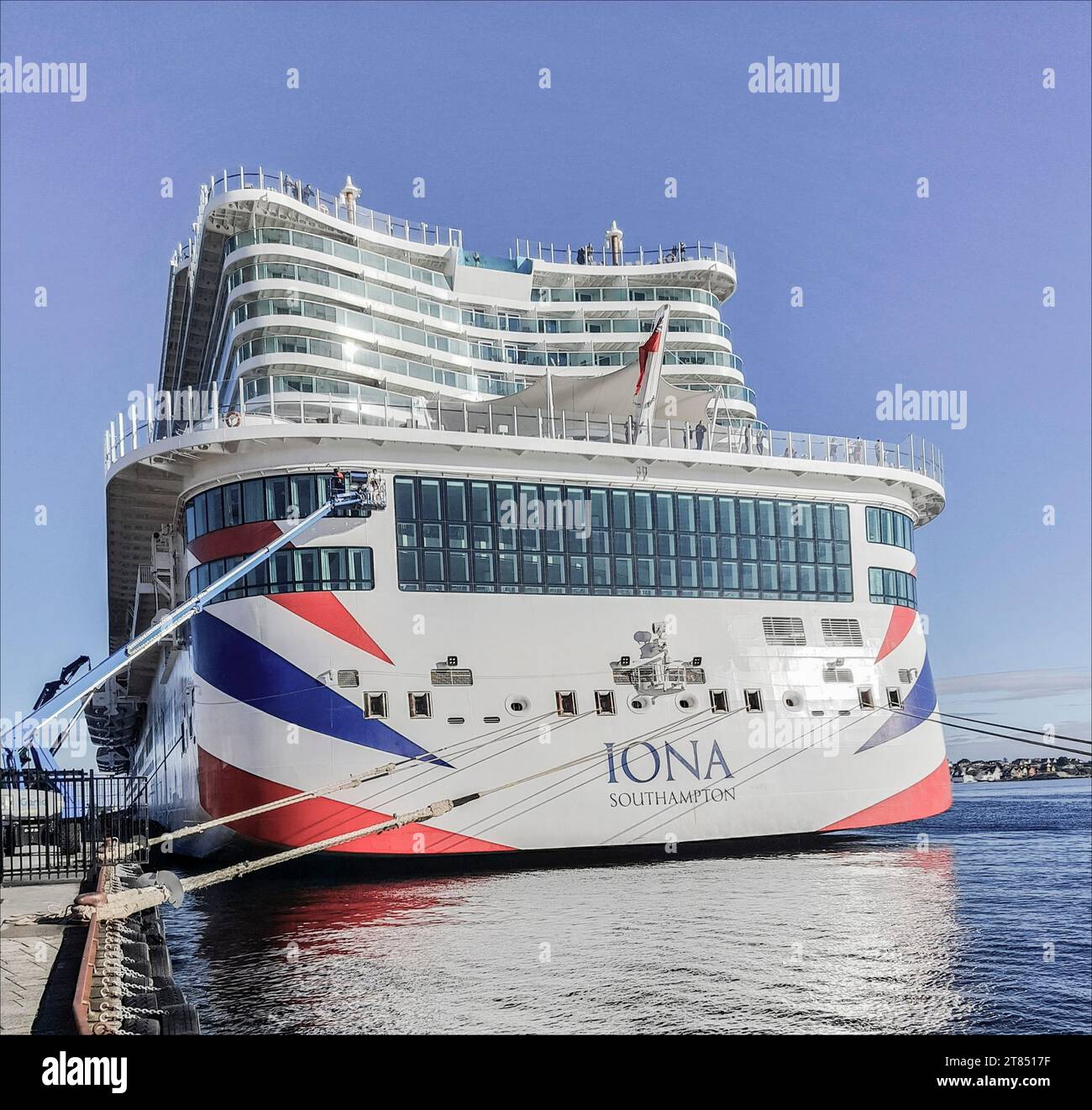 Rear view of P & O Cruise ship IONA berthed in Southampton England UK Stock Photo Alamy