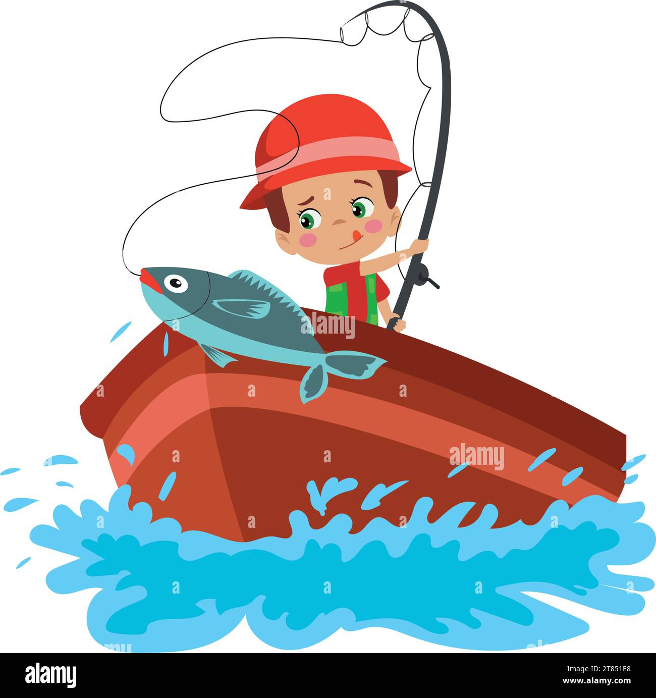 Cute boy fishing Stock Vector Images - Alamy