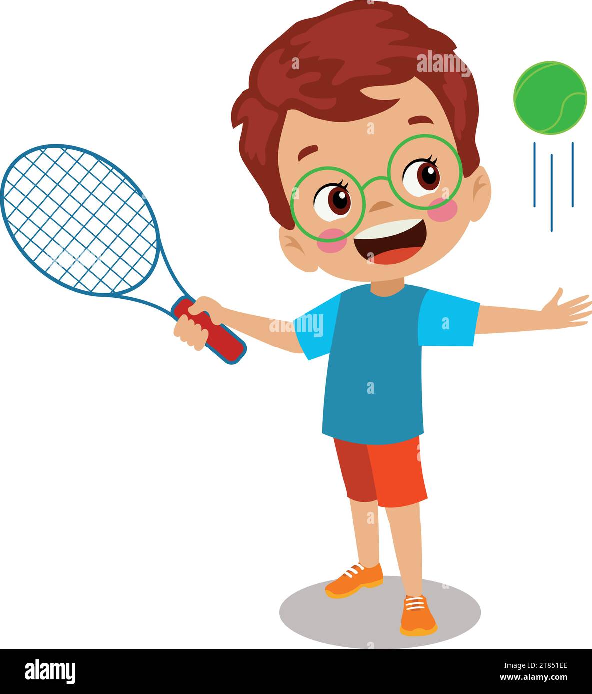 cute happy boy playing tennis Stock Vector Image & Art - Alamy