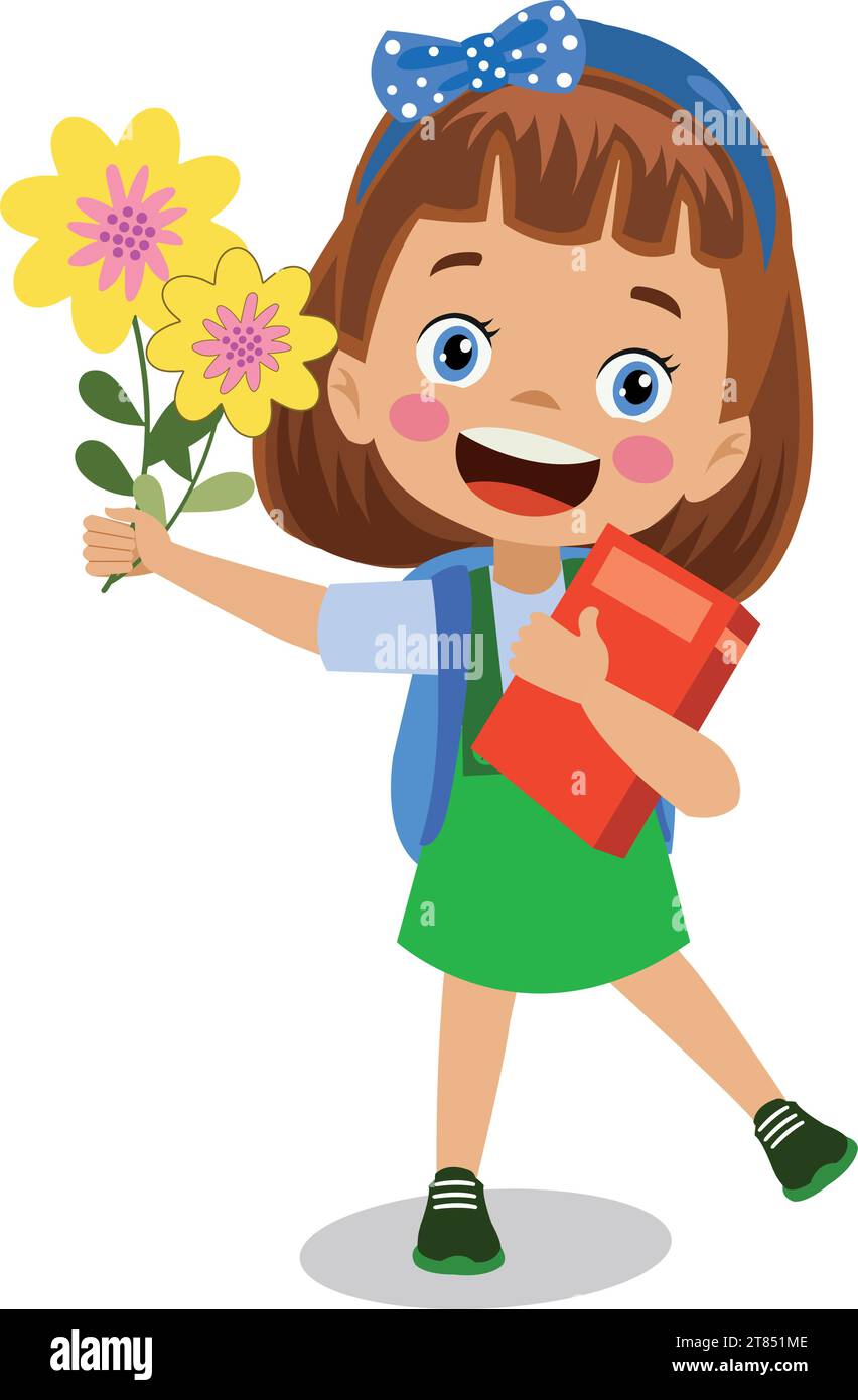 cute happy boy holding flower Stock Vector