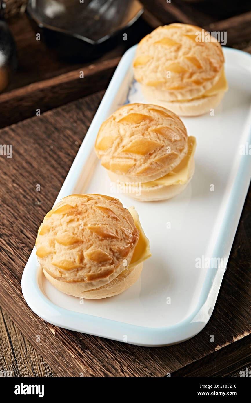 dim sum bread Pineapple bun,Cantonese Polo Bun Stock Photo Alamy