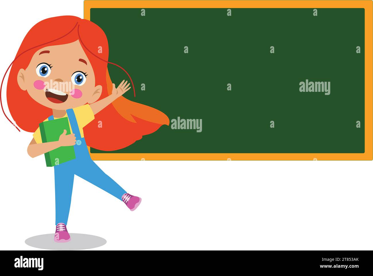 cute boy pointing at the classroom board Stock Vector