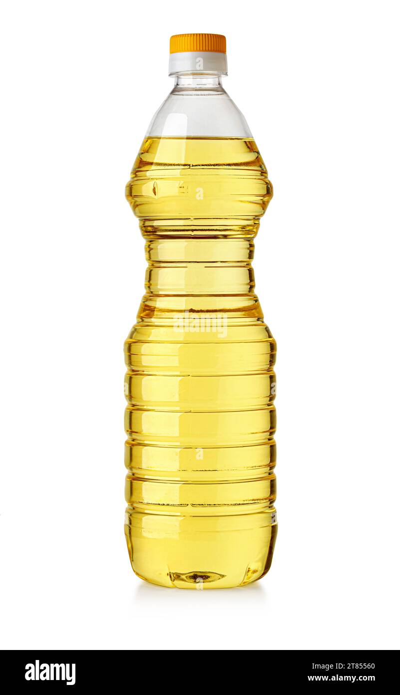 Plastic olive oil bottle isolated on white with clipping path Stock