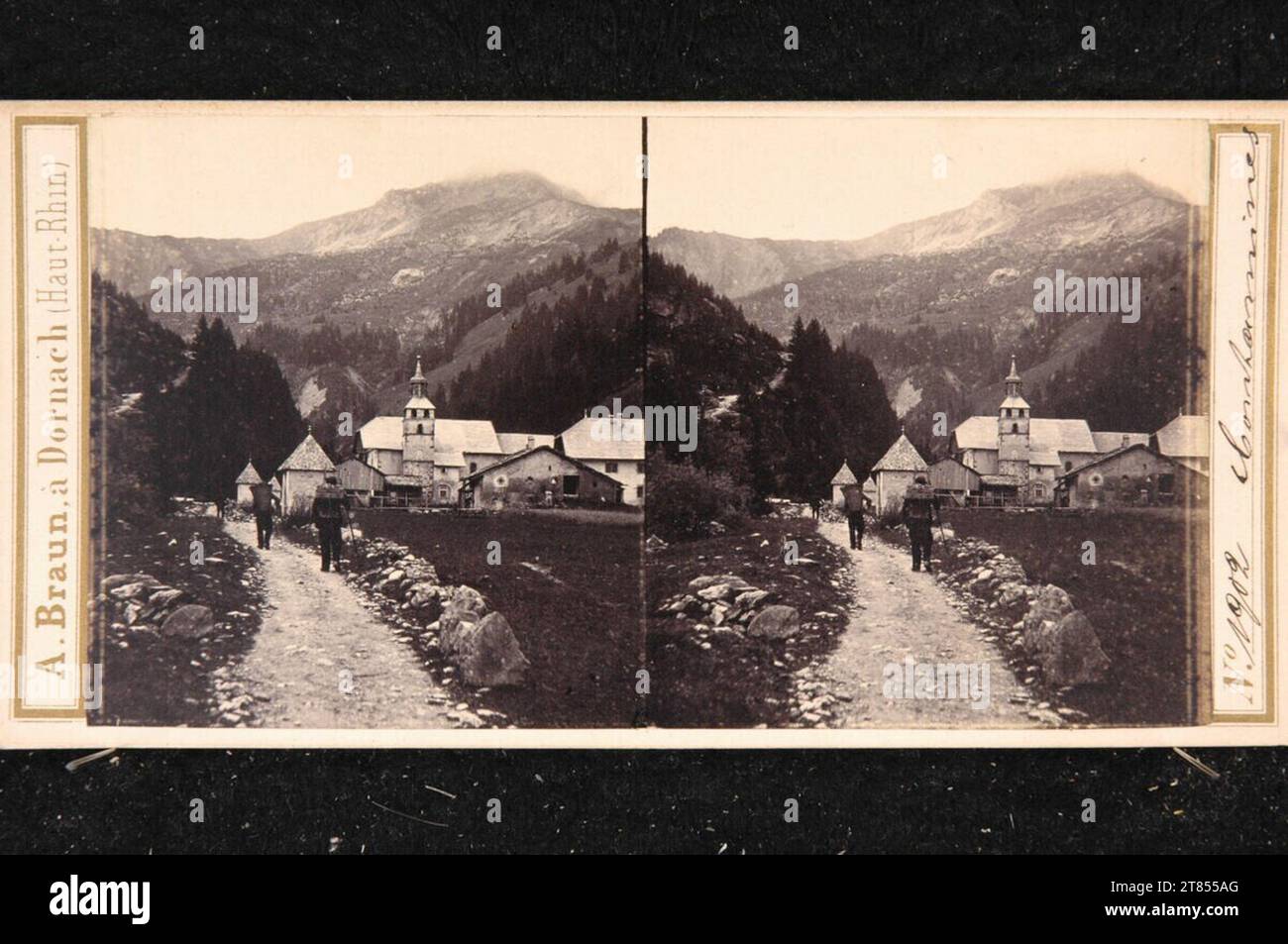 Adolphe Braun Mont Blanc-Massiv, Contamines. Albumin paper, on the box box / stereo format 1858-1877 , 1858/1877 Stock Photo