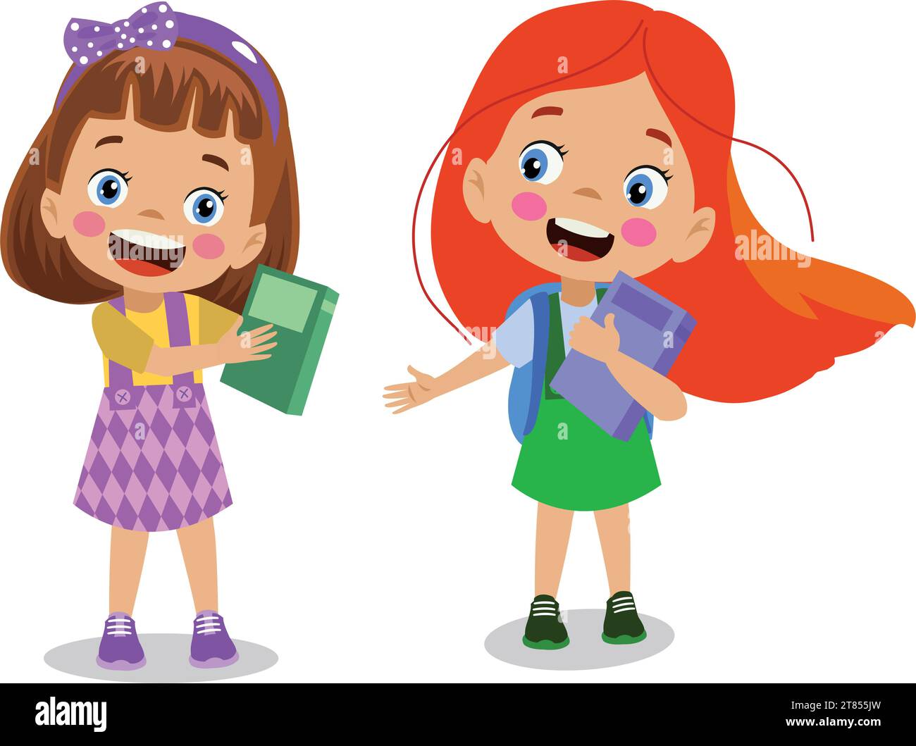 Cute Little Kids Reading Books Stock Vector Image Art Alamy