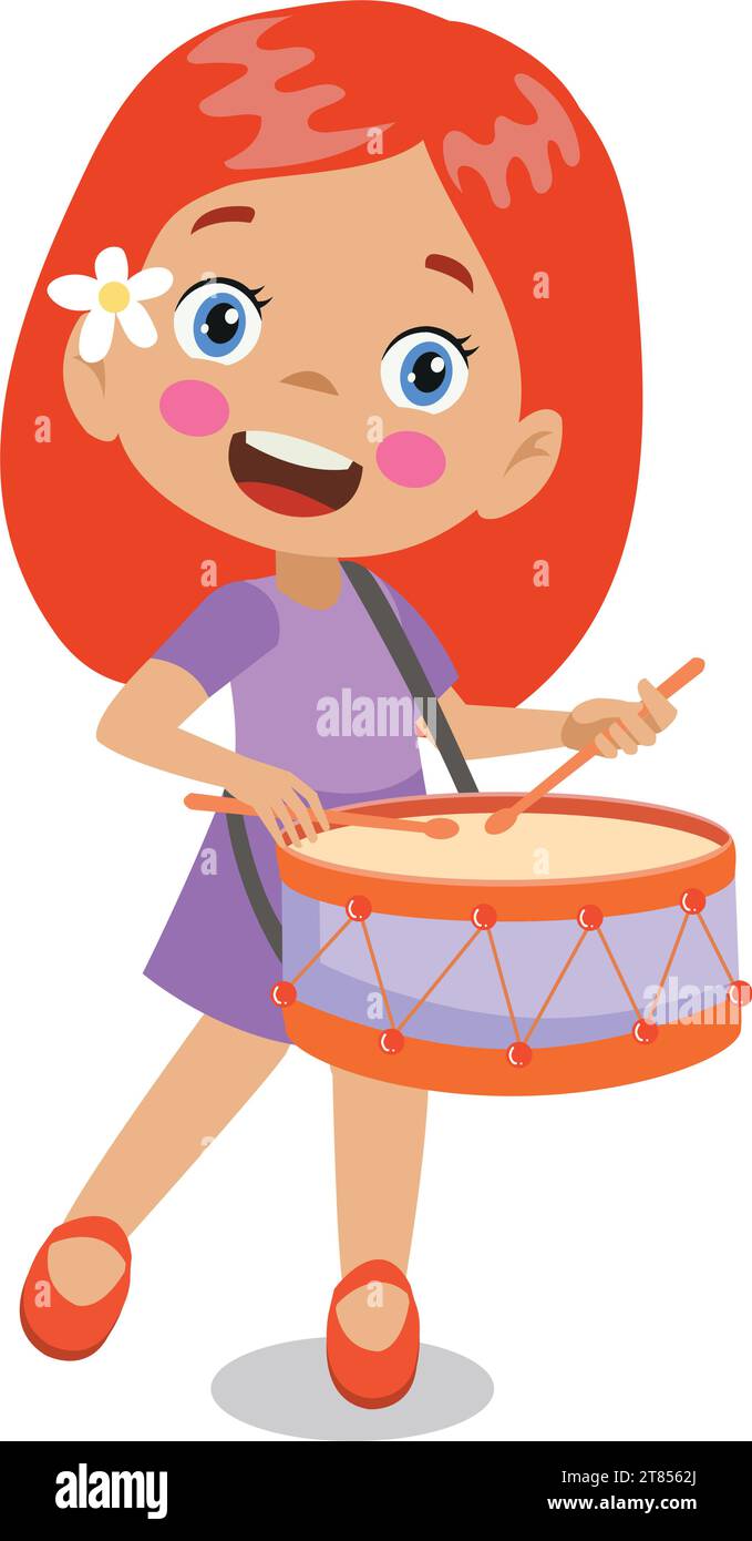 cute little girl playing the drums Stock Vector Image & Art Alamy