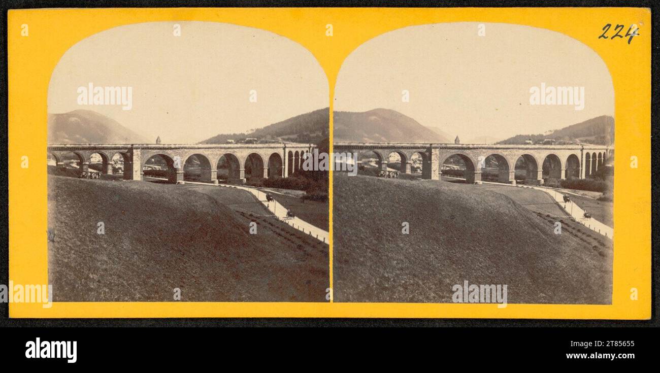 Anonym The Schwarza Viaduct of the Semmeringbahn near Payerbach. Albumin paper, on the box box / stereo format Stock Photo