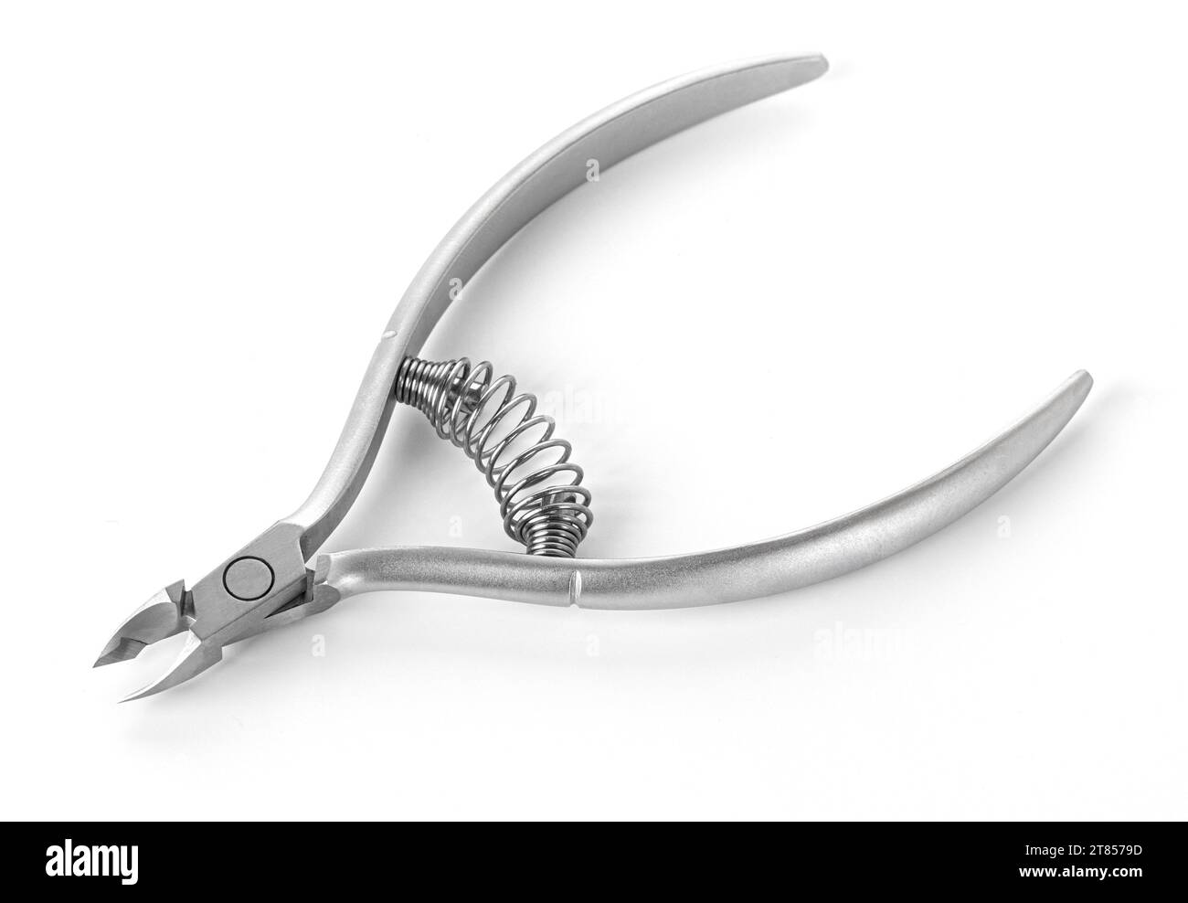 Top view of professional nail clippers isolated on white Stock Photo