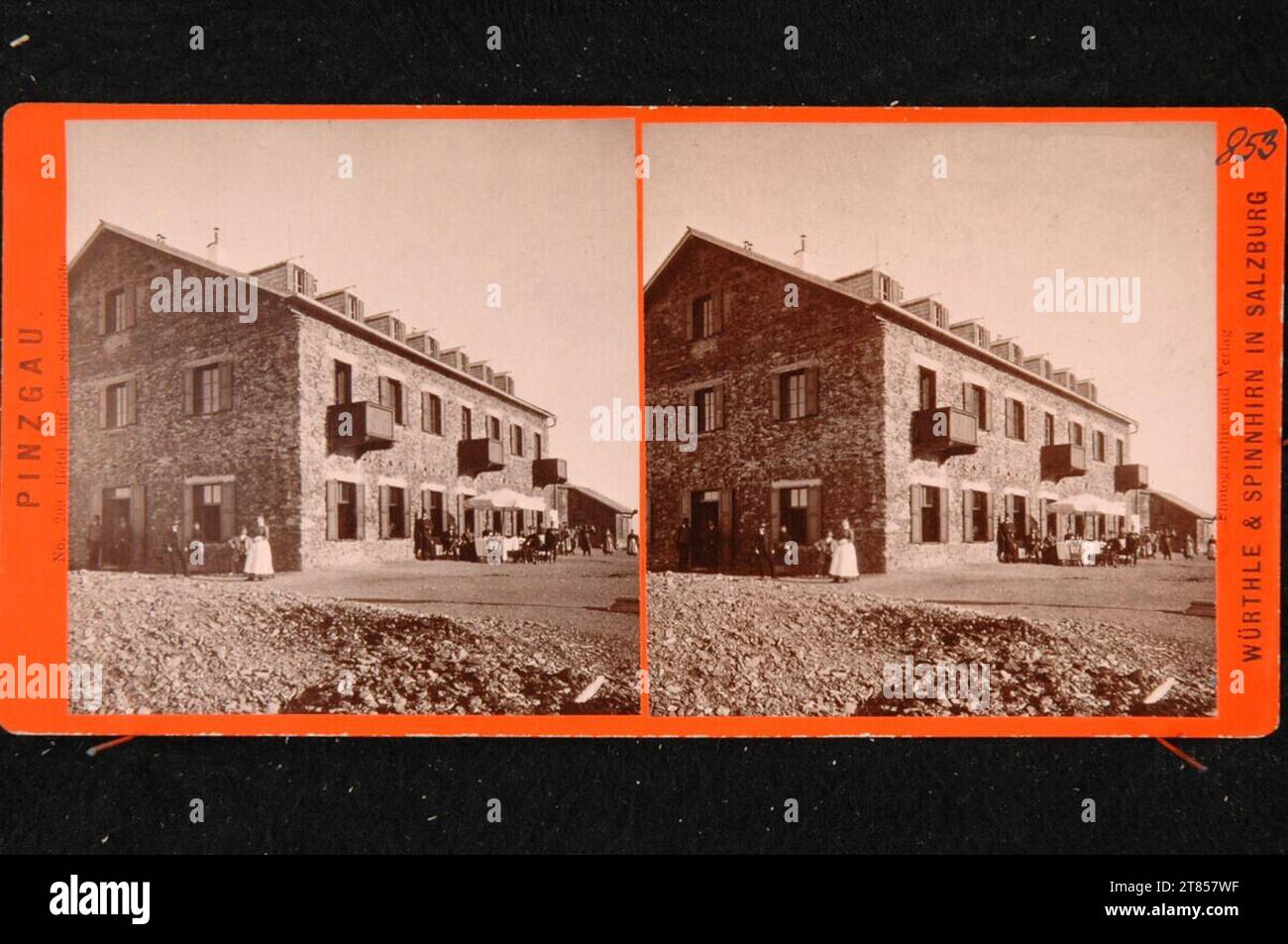 Friedrich Würthle Pinzgau, hotel on Schmittenhöhe. Albumin paper, on the box box / stereo format 1881-1892 , 1881/1892 Stock Photo