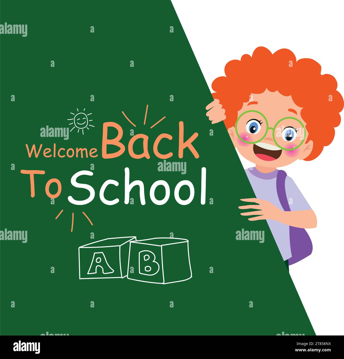 Back to school. Cute little girl with glasses. Vector illustration ...