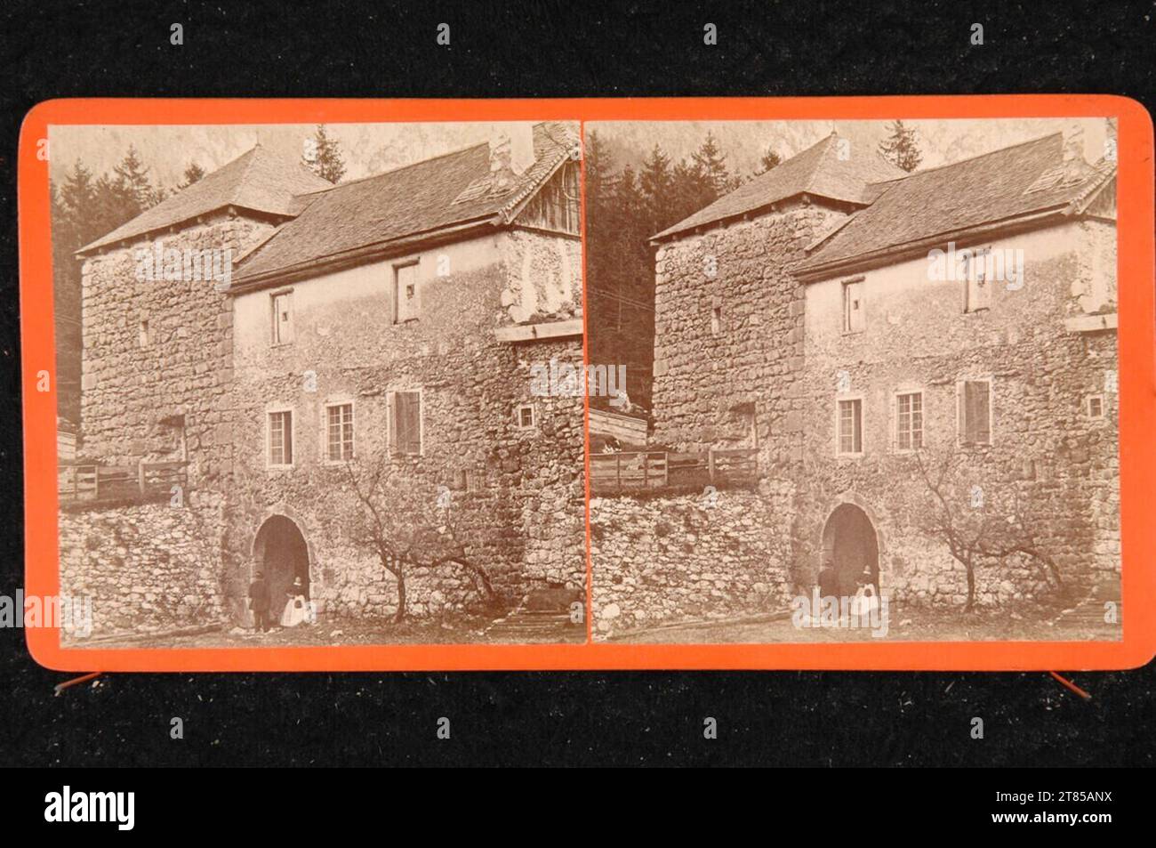 Franz Grainer Halturm. Albumin paper, on the box box / stereo format 1890er Jahre Stock Photo