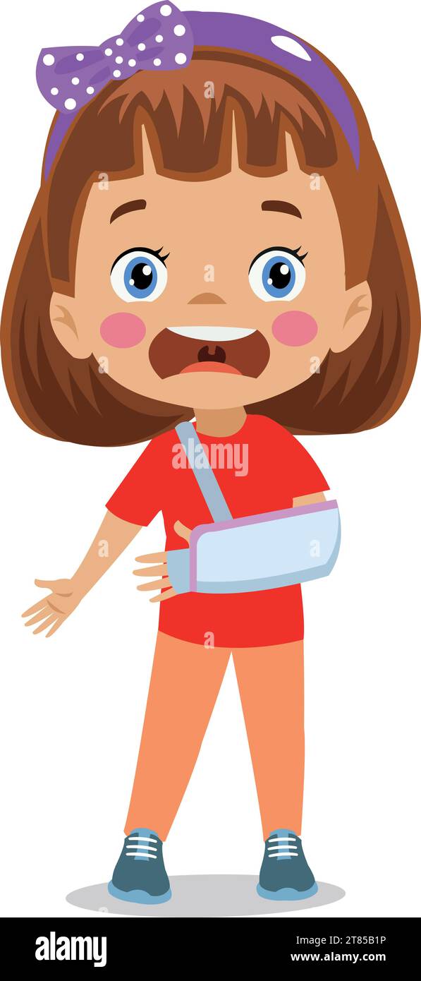 Sad child with broken arm stock vector image art alamy