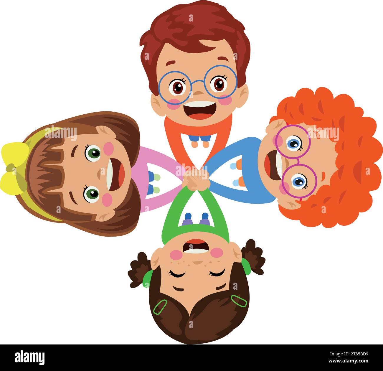 Happy multiracial kids jumping and laughing. Group of kids holding ...