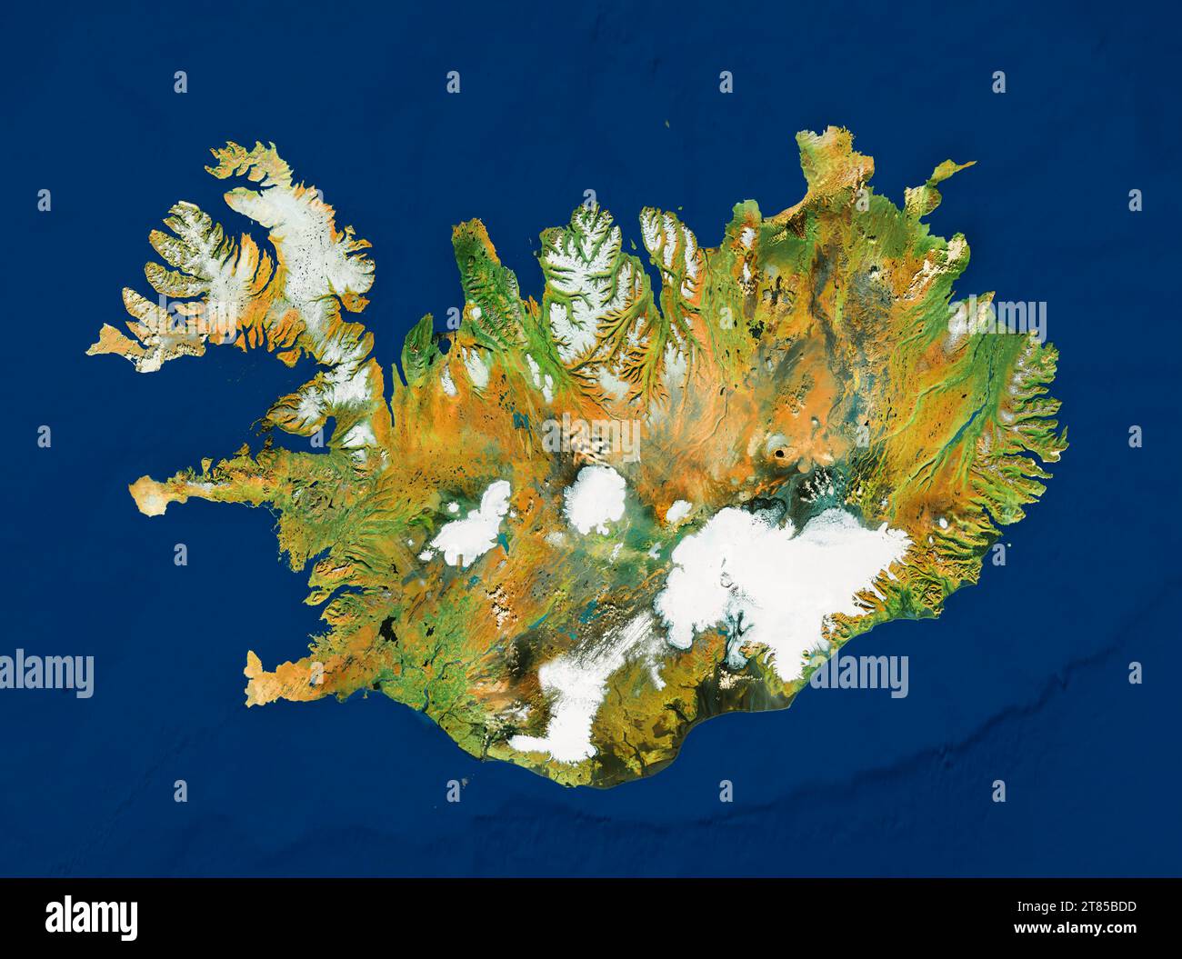 Iceland, iceland blank map, iceland satellite map Stock Photo