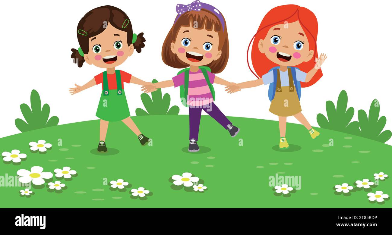 cute happy little kids holding hands Stock Vector Image & Art - Alamy