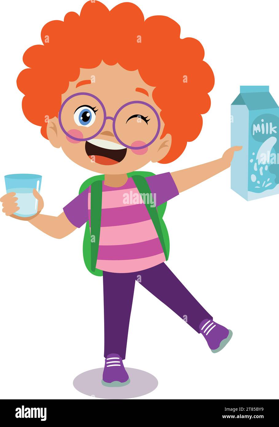 happy cute kid boy drink fresh milk Stock Vector Image & Art - Alamy
