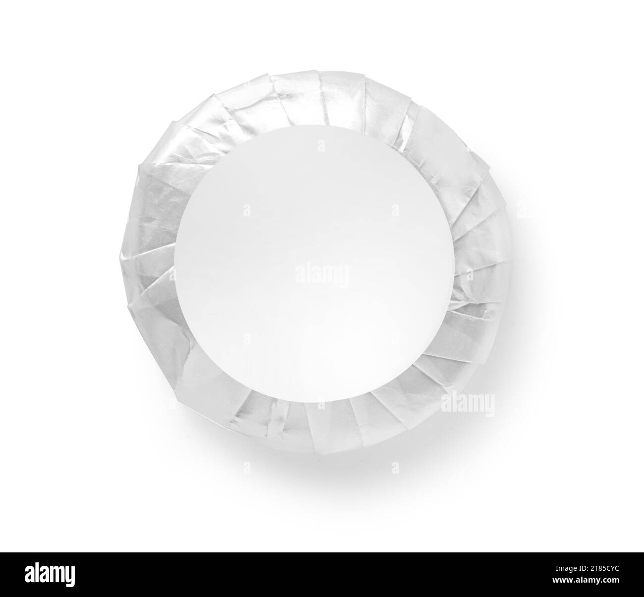 Pleated rounded hotel soap isolated on white background Stock Photo