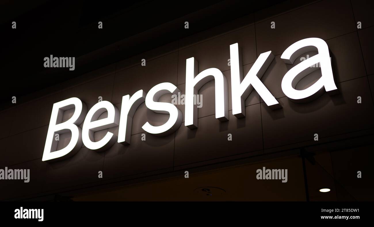 Poznan, Poland - 07 July 2023: Bershka Store Sign With Logo Hangs Above ...