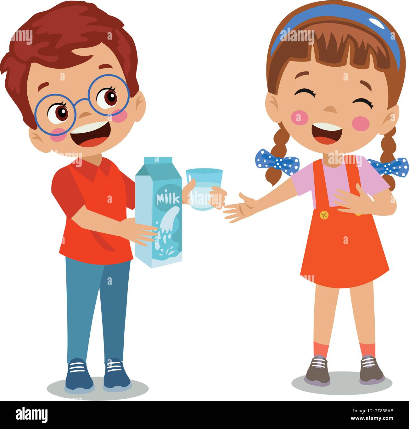 happy cute kid boy drink fresh milk Stock Vector Image & Art - Alamy