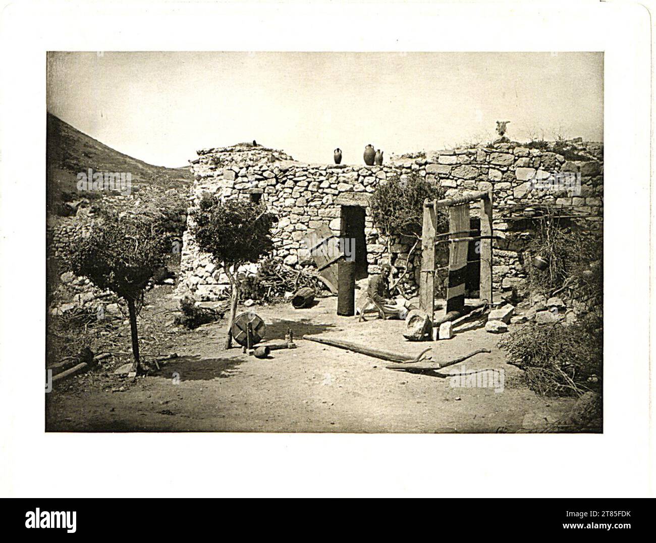 Wilhelm Burger Knidos - Turkish hut. Heliogravure on Japanese paper, on the box box 1884 , 1884 Stock Photo