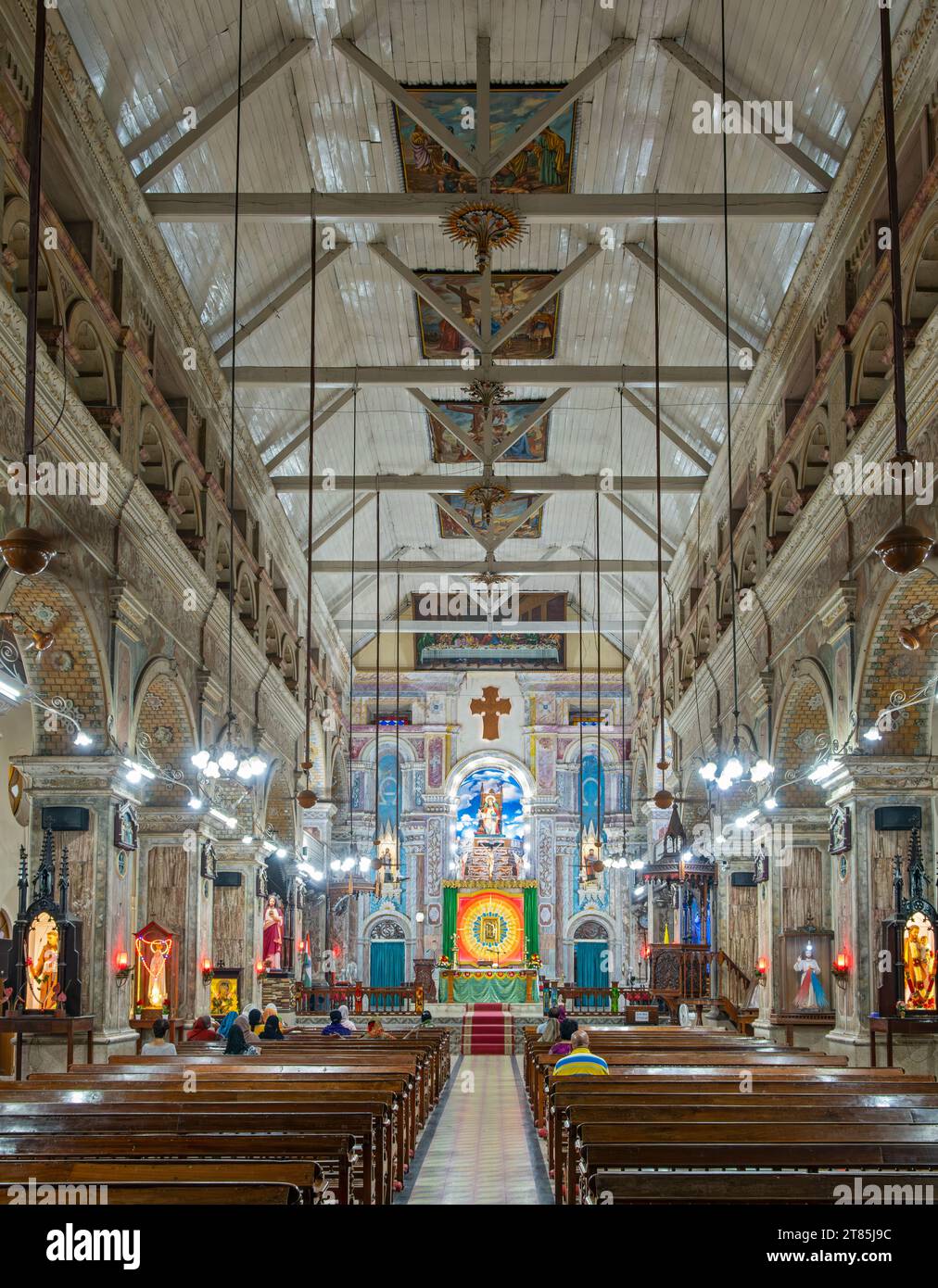 Interior of Santa Cruz Cathedral Basilica, Fort Kochi, Cochin, Kerala, India Stock Photo
