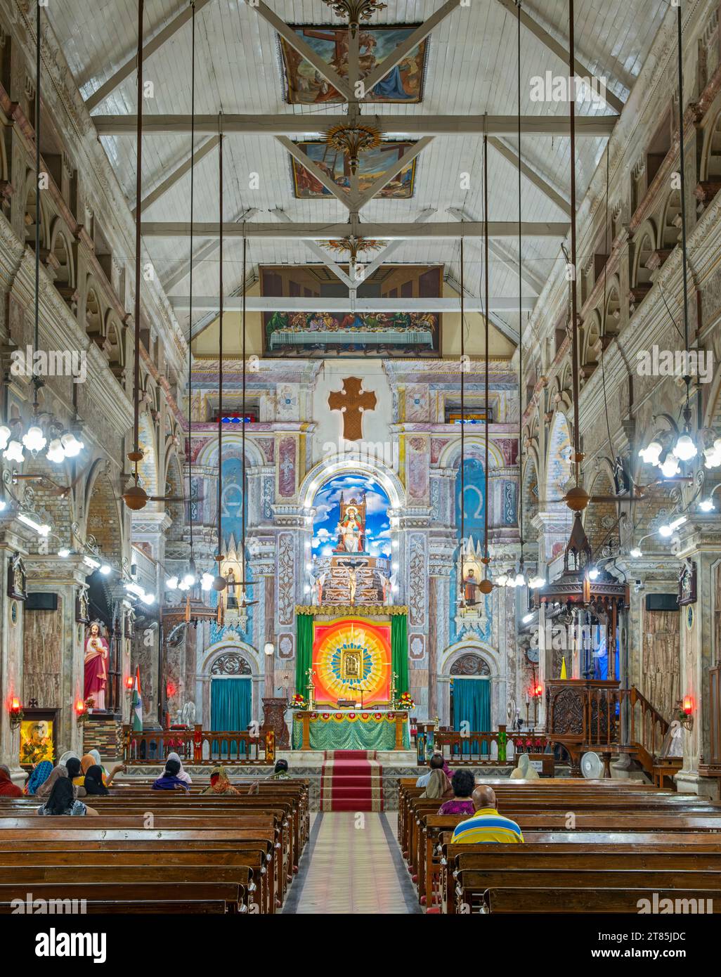 Interior of Santa Cruz Cathedral Basilica, Fort Kochi, Cochin, Kerala, India Stock Photo