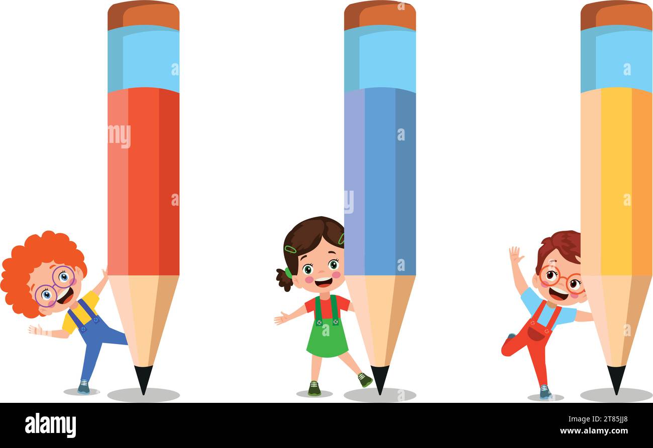 cute little boy holding a pencil Stock Vector Image & Art - Alamy