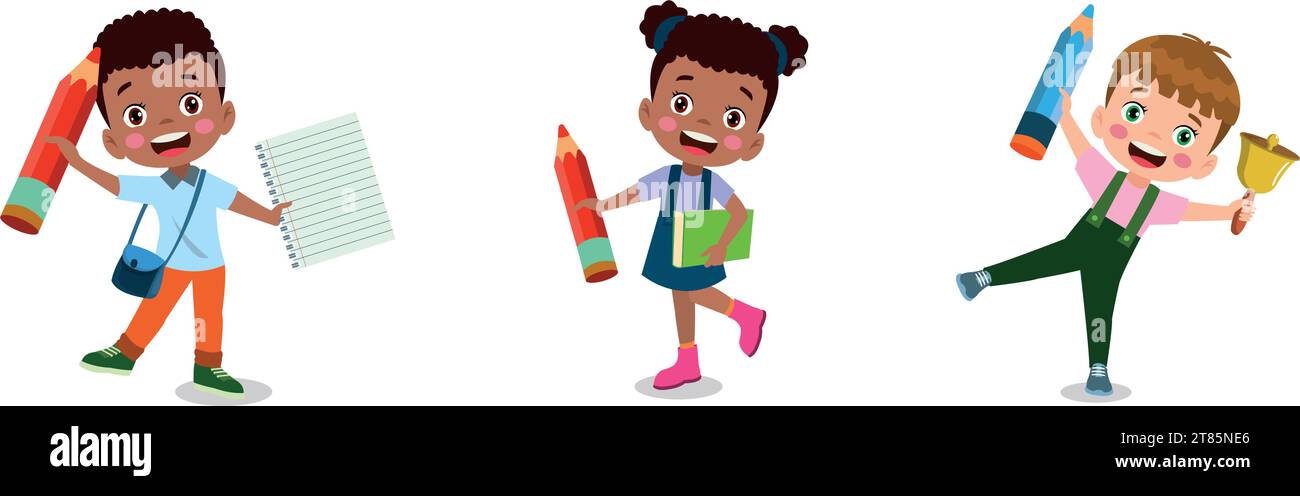 back to school school classroom and cute happy students Stock Vector ...