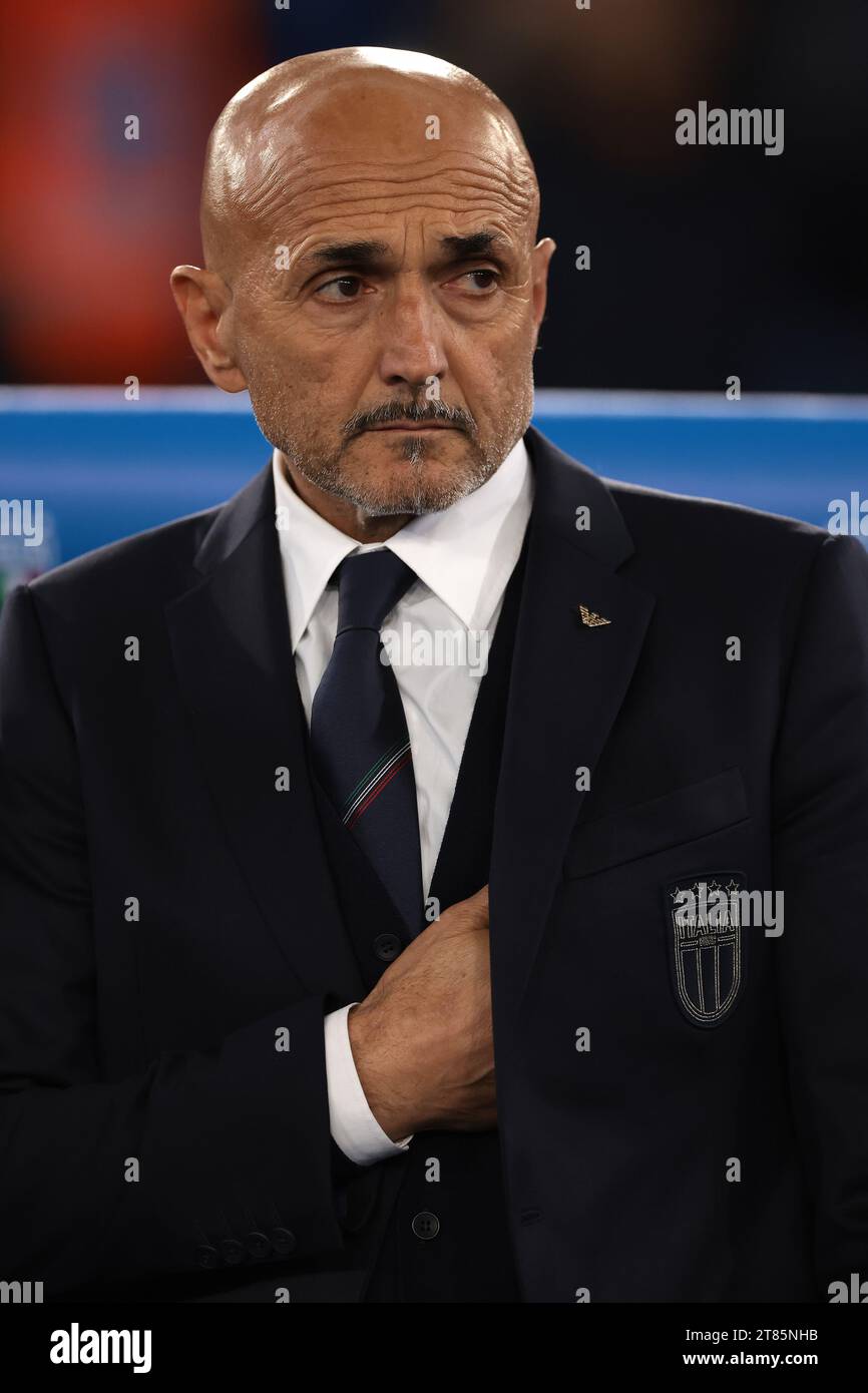 Rome, Italy. 17th Nov, 2023. Luciano Spalletti Head coach of Italy reacts during the national anthem prior to kick off in the UEFA European Championship Qualifying match at Stadio Olimpico, Rome. Picture credit should read: Jonathan Moscrop/Sportimage Credit: Sportimage Ltd/Alamy Live News Stock Photo