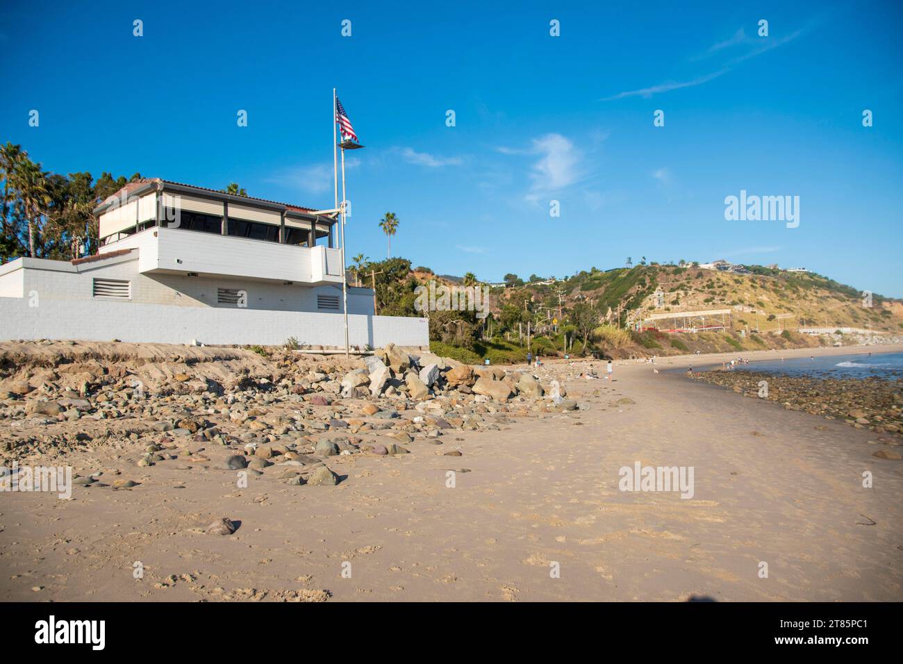 Topanga State Beach is located off Highway 1 in Southern California near Malibu. Stock Photo