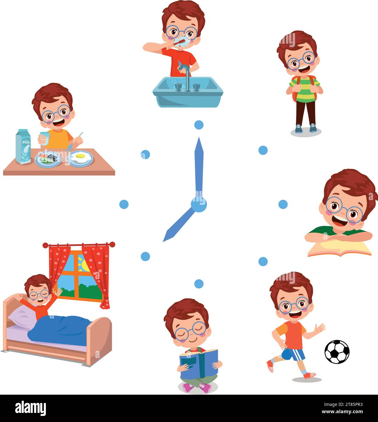 Cartoon kid daily routine activities set Stock Vector Image & Art - Alamy