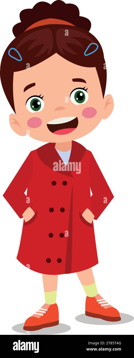 Cute little boy wearing clothes get dressed daily routine activity Stock Vector